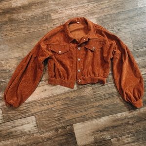 Cropped button up corduroy jacket